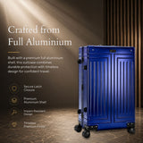 Aerolite M-Lite Premium Full Aluminium Large Suitcase, Zipperless TSA Locks, SILVADUR™ Antimicrobial Interior, 360° Spinner Wheels, Checked Luggage, 15-Year Warranty - Blue