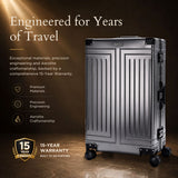 Aerolite M-Lite Premium Full Aluminium Large Suitcase, Zipperless TSA Locks, SILVADUR™ Antimicrobial Interior, 360° Spinner Wheels, Checked Luggage, 15-Year Warranty - Charcoal
