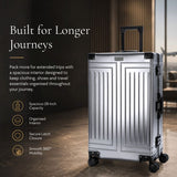 Aerolite M-Lite Premium Full Aluminium Large Suitcase, Zipperless TSA Locks, SILVADUR™ Antimicrobial Interior, 360° Spinner Wheels, Checked Luggage, 15-Year Warranty - Charcoal