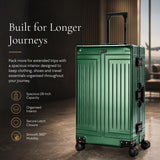 Aerolite M-Lite Premium Full Aluminium Large Suitcase, Zipperless TSA Locks, SILVADUR™ Antimicrobial Interior, 360° Spinner Wheels, Checked Luggage, 15-Year Warranty - Green