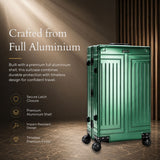 Aerolite M-Lite Premium Full Aluminium Large Suitcase, Zipperless TSA Locks, SILVADUR™ Antimicrobial Interior, 360° Spinner Wheels, Checked Luggage, 15-Year Warranty - Green