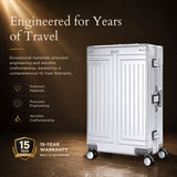 Aerolite M-Lite Premium Full Aluminium Large Suitcase, Zipperless TSA Locks, SILVADUR™ Antimicrobial Interior, 360° Spinner Wheels, Checked Luggage, 15-Year Warranty - Silver