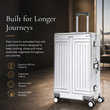 Aerolite M-Lite Premium Full Aluminium Large Suitcase, Zipperless TSA Locks, SILVADUR™ Antimicrobial Interior, 360° Spinner Wheels, Checked Luggage, 15-Year Warranty - Silver