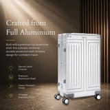 Aerolite M-Lite Premium Full Aluminium Large Suitcase, Zipperless TSA Locks, SILVADUR™ Antimicrobial Interior, 360° Spinner Wheels, Checked Luggage, 15-Year Warranty - Silver