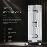 Aerolite M-Lite Premium Full Aluminium Large Suitcase, Zipperless TSA Locks, SILVADUR™ Antimicrobial Interior, 360° Spinner Wheels, Checked Luggage, 15-Year Warranty - Silver