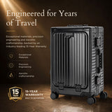 Aerolite M-Lite Premium Full Aluminium Cabin Suitcase with Front Laptop Compartment, Zipperless TSA Locks, USB Charging, Bottle Holder & 15-Year Warranty, Black