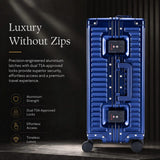 Aerolite M-Lite Premium Full Aluminium Cabin Suitcase with Front Laptop Compartment, Zipperless TSA Locks, USB Charging, Bottle Holder & 15-Year Warranty, Blue
