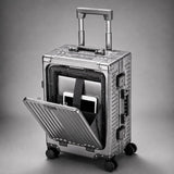 Aerolite M-Lite Premium Full Aluminium Cabin Suitcase with Front Laptop Compartment, Zipperless TSA Locks, USB Charging, Bottle Holder & 15-Year Warranty, Charcoal