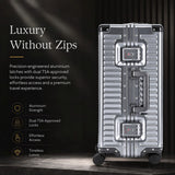 Aerolite M-Lite Premium Full Aluminium Cabin Suitcase with Front Laptop Compartment, Zipperless TSA Locks, USB Charging, Bottle Holder & 15-Year Warranty, Charcoal