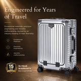 Aerolite M-Lite Premium Full Aluminium Cabin Suitcase with Front Laptop Compartment, Zipperless TSA Locks, USB Charging, Bottle Holder & 15-Year Warranty, Charcoal