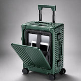 Aerolite M-Lite Premium Full Aluminium Cabin Suitcase with Front Laptop Compartment, Zipperless TSA Locks, USB Charging, Bottle Holder & 15-Year Warranty, Green