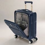 Aerolite FLX Front Opening Cabin Suitcase 55x40x20/23cm Expandable Carry On Luggage with Laptop Compartment, USB Charging, TSA Lock & Silent Wheels - Blue