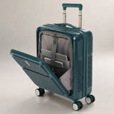 Aerolite FLX Front Opening Cabin Suitcase 55x40x20/23cm Expandable Carry On Luggage with Laptop Compartment, USB Charging, TSA Lock & Silent Wheels - Green