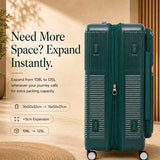 Aerolite FLX™ Premium Front Loading Large 30" Suitcase, Expandable to 125L, Lightweight PC Alloy Hard Shell, 8-Wheel Spinner, TSA Lock, 30 Inch Checked Luggage - Green