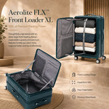 Aerolite FLX™ Premium Front Loading Large 30" Suitcase, Expandable to 125L, Lightweight PC Alloy Hard Shell, 8-Wheel Spinner, TSA Lock, 30 Inch Checked Luggage - Green