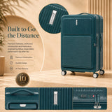 Aerolite FLX™ Premium Front Loading Large 30" Suitcase, Expandable to 125L, Lightweight PC Alloy Hard Shell, 8-Wheel Spinner, TSA Lock, 30 Inch Checked Luggage - Green