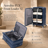 Aerolite FLX™ Premium Front Loading Large 30" Suitcase, Expandable to 125L, Lightweight PC Alloy Hard Shell, 8-Wheel Spinner, TSA Lock, 30 Inch Checked Luggage - Blue