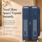 Aerolite FLX™ Premium Front Loading Large 30" Suitcase, Expandable to 125L, Lightweight PC Alloy Hard Shell, 8-Wheel Spinner, TSA Lock, 30 Inch Checked Luggage - Blue