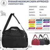 Aerolite Ryanair Max Bundle (55x40x20cm Priority Suitcase + 40x20x25cm Holdall), 2 Piece Carry On Hand Cabin Luggage Set Bundle