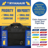 Aerolite (40x20x25cm) Approved for Ryanair Free Allowance, With 5 Years Guarantee, New and Improved 2025 Holdall Cabin Luggage Under Seat Flight Bag