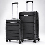 Aerolite 2 Piece PP Luggage Set – Expandable 21" Cabin & 28" Large 100.8L Suitcases, Premium Polypropylene Hard Shell Made Using Recycled Ocean Plastic, 4 Spinner Wheels, TSA Locks & Waterproof Pockets, Black