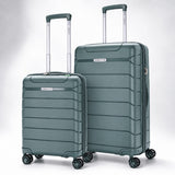 Aerolite 2 Piece PP Luggage Set – Expandable 21" Cabin & 28" Large 100.8L Suitcases, Premium Polypropylene Hard Shell Made Using Recycled Ocean Plastic, 4 Spinner Wheels, TSA Locks & Waterproof Pockets, Dark Green