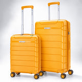 Aerolite 2 Piece PP Luggage Set – Expandable 21" Cabin & 28" Large 100.8L Suitcases, Premium Polypropylene Hard Shell Made Using Recycled Ocean Plastic, 4 Spinner Wheels, TSA Locks & Waterproof Pockets, Mango