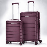 Aerolite 2 Piece PP Luggage Set – Expandable 21" Cabin & 28" Large 100.8L Suitcases, Premium Polypropylene Hard Shell Made Using Recycled Ocean Plastic, 4 Spinner Wheels, TSA Locks & Waterproof Pockets, Wine