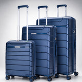 Aerolite 3 Piece PP Luggage Set – Expandable Cabin, Large 100L & XL 144L Suitcases, Premium Polypropylene Hard Shell Made Using Recycled Ocean Plastic, 4 Spinner Wheels, TSA Locks & Waterproof Pockets, Metallic Blue