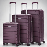 Aerolite 3 Piece PP Luggage Set – Expandable Cabin, Large 100L & XL 144L Suitcases, Premium Polypropylene Hard Shell Made Using Recycled Ocean Plastic, 4 Spinner Wheels, TSA Locks & Waterproof Pockets, Wine