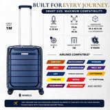 Aerolite Expandable Cabin Suitcase 55x40x20cm to 55x40x23cm – Ryanair & Wizz Air Priority Carry On Luggage, Recycled Ocean Plastic, Laptop & Tablet Pocket, USB Charging, Silvadur® Anti-Microbial Lining, TSA Lock (Blue)