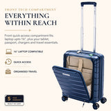 Aerolite Expandable Cabin Suitcase 55x40x20cm to 55x40x23cm – Ryanair & Wizz Air Priority Carry On Luggage, Recycled Ocean Plastic, Laptop & Tablet Pocket, USB Charging, Silvadur® Anti-Microbial Lining, TSA Lock (Blue)