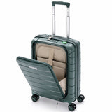 Aerolite Expandable Cabin Suitcase 55x40x20cm to 55x40x23cm – Ryanair & Wizz Air Priority Carry On Luggage, Recycled Ocean Plastic, Laptop & Tablet Pocket, USB Charging, Silvadur® Anti-Microbial Lining, TSA Lock (Green)