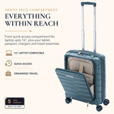 Aerolite Expandable Cabin Suitcase 55x40x20cm to 55x40x23cm – Ryanair & Wizz Air Priority Carry On Luggage, Recycled Ocean Plastic, Laptop & Tablet Pocket, USB Charging, Silvadur® Anti-Microbial Lining, TSA Lock (Green)