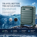 Aerolite Expandable Cabin Suitcase 55x40x20cm to 55x40x23cm – Ryanair & Wizz Air Priority Carry On Luggage, Recycled Ocean Plastic, Laptop & Tablet Pocket, USB Charging, Silvadur® Anti-Microbial Lining, TSA Lock (Green)
