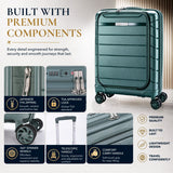 Aerolite Expandable Cabin Suitcase 55x40x20cm to 55x40x23cm – Ryanair & Wizz Air Priority Carry On Luggage, Recycled Ocean Plastic, Laptop & Tablet Pocket, USB Charging, Silvadur® Anti-Microbial Lining, TSA Lock (Green)