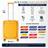 Aerolite Expandable Cabin Suitcase 55x40x20cm to 55x40x23cm – Ryanair & Wizz Air Priority Carry On Luggage, Recycled Ocean Plastic, Laptop & Tablet Pocket, USB Charging, Silvadur® Anti-Microbial Lining, TSA Lock (Mango)