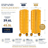 Aerolite Expandable Cabin Suitcase 55x40x20cm to 55x40x23cm – Ryanair & Wizz Air Priority Carry On Luggage, Recycled Ocean Plastic, Laptop & Tablet Pocket, USB Charging, Silvadur® Anti-Microbial Lining, TSA Lock (Mango)