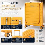 Aerolite Expandable Cabin Suitcase 55x40x20cm to 55x40x23cm – Ryanair & Wizz Air Priority Carry On Luggage, Recycled Ocean Plastic, Laptop & Tablet Pocket, USB Charging, Silvadur® Anti-Microbial Lining, TSA Lock (Mango)