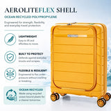 Aerolite Expandable Cabin Suitcase 55x40x20cm to 55x40x23cm – Ryanair & Wizz Air Priority Carry On Luggage, Recycled Ocean Plastic, Laptop & Tablet Pocket, USB Charging, Silvadur® Anti-Microbial Lining, TSA Lock (Mango)