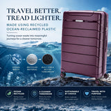 Aerolite 3 Piece PP Luggage Set – Expandable Cabin, Large 100L & XL 144L Suitcases, Premium Polypropylene Hard Shell Made Using Recycled Ocean Plastic, 4 Spinner Wheels, TSA Locks & Waterproof Pockets, Wine