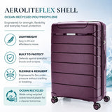 Aerolite 3 Piece PP Luggage Set – Expandable Cabin, Large 100L & XL 144L Suitcases, Premium Polypropylene Hard Shell Made Using Recycled Ocean Plastic, 4 Spinner Wheels, TSA Locks & Waterproof Pockets, Wine