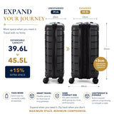 Aerolite Expandable Cabin Suitcase 55x40x20cm to 55x40x23cm – Ryanair & Wizz Air Priority Approved Lightweight Hard Shell Carry On Luggage Made Using Recycled Ocean Plastic, TSA Lock & 4 Spinner Wheels (Black)