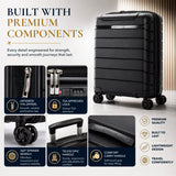 Aerolite Expandable Cabin Suitcase 55x40x20cm to 55x40x23cm – Ryanair & Wizz Air Priority Approved Lightweight Hard Shell Carry On Luggage Made Using Recycled Ocean Plastic, TSA Lock & 4 Spinner Wheels (Black)