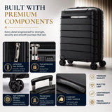 Aerolite Premium PP Expandable Cabin Suitcase 55x40x20cm to 55x40x23cm, Ryanair & Wizz Air Priority Max Size, Lightweight Polypropylene Hard Shell Carry-On with 4 Wheels & TSA Lock - Black