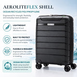 Aerolite Expandable Cabin Suitcase 55x40x20cm to 55x40x23cm – Ryanair & Wizz Air Priority Approved Lightweight Hard Shell Carry On Luggage Made Using Recycled Ocean Plastic, TSA Lock & 4 Spinner Wheels (Black)