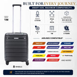 Aerolite Expandable Cabin Suitcase 55x40x20cm to 55x40x23cm – Ryanair & Wizz Air Priority Approved Lightweight Hard Shell Carry On Luggage Made Using Recycled Ocean Plastic, TSA Lock & 4 Spinner Wheels (Black)