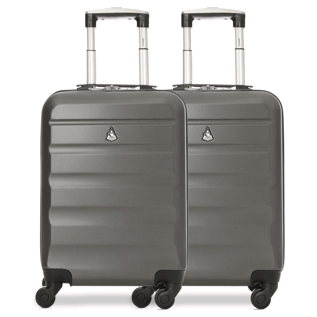 Aerolite (55x35x20cm) Lightweight Hard Shell 4-Wheeled Cabin Luggage ...