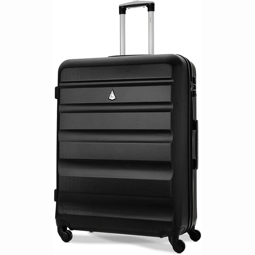 Aerolite Lightweight ABS Hard Shell Travel Hold Check in Luggage Suitcase 4 Wheels, Black