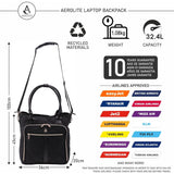 Aerolite 45x36x20 Easyjet Maximum Size Approved Laptop Bag - Fits up to 16.5", Overnight Hand Cabin Luggage Shoulder Bag Quilted with 10 Year Warranty (Black) - Aerolite UK